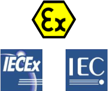 logo of  atex iec and iecex for the 125 kHz + 13.56 MHz DESFire® ATEX & IECEx certified reader